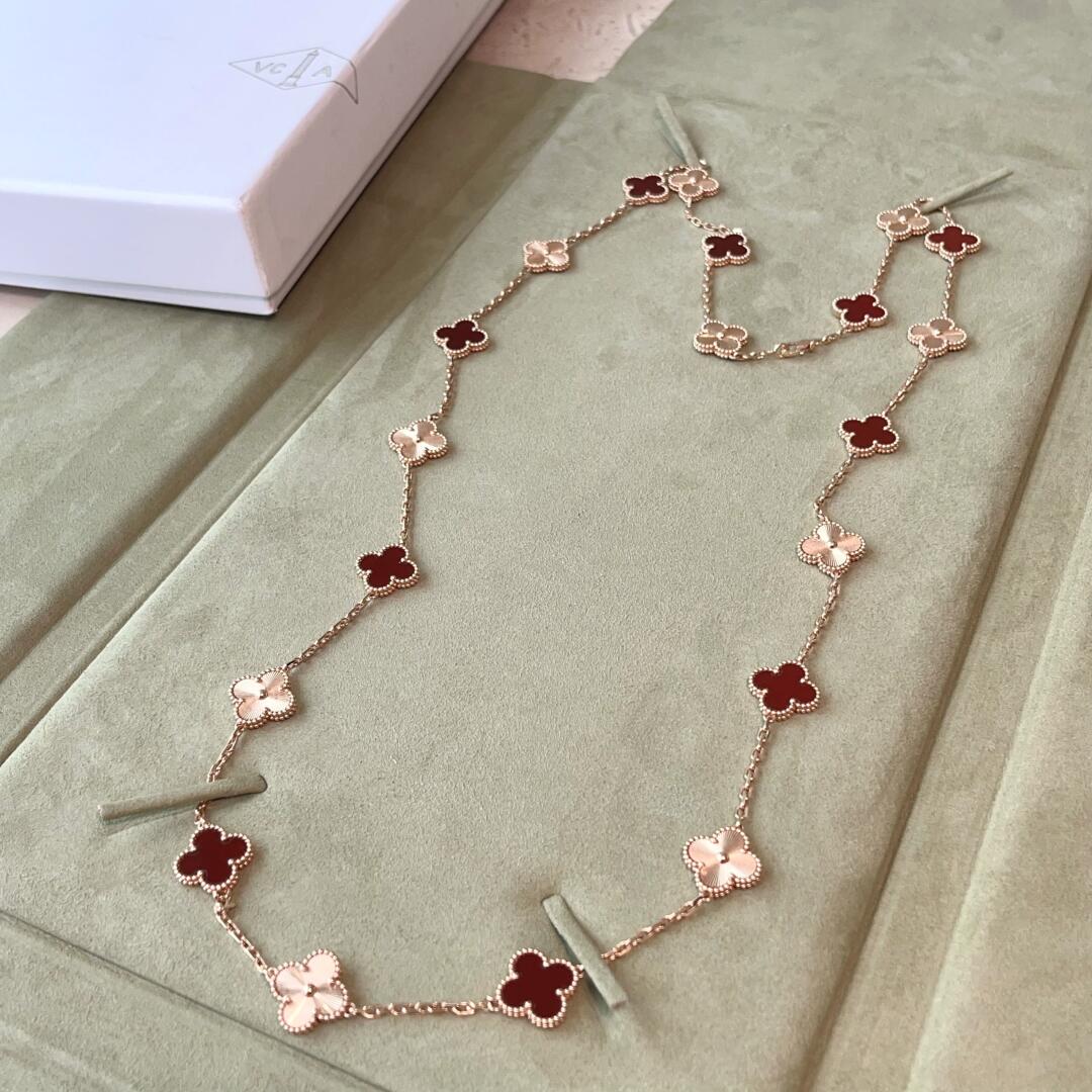 [Topon]CLOVER 20 MOTIFS LASER CARNELIAN NECKLACE
