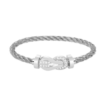 [Topon]CHANCE LARGE 8 FIGURE BUCKLE HALF DIAMOND BRACELET SILVER