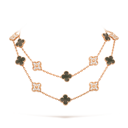 [Topon]CLOVER 20 MOTIFS DARK MOP DIAMOND  NECKLACE