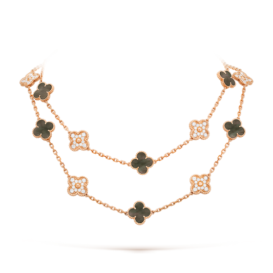 [Topon]CLOVER 20 MOTIFS DARK MOP DIAMOND  NECKLACE