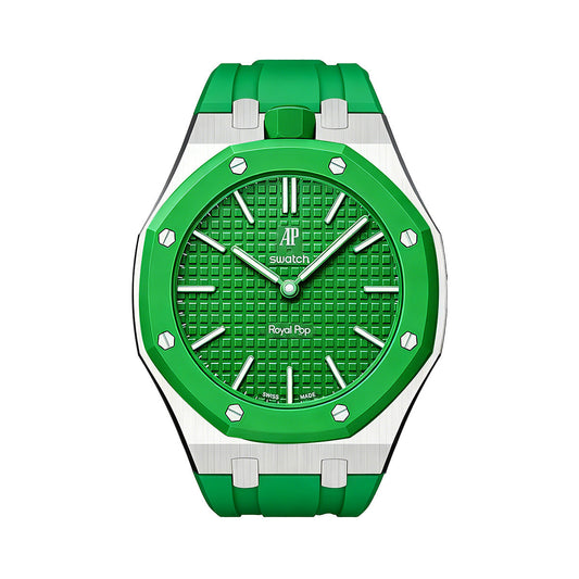 Oak Pop Green Steel Silicone Strap