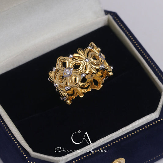 FABRIC CRAFTED ENGRAVED GOLD S925 RING