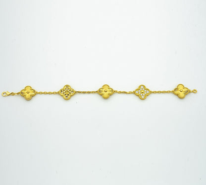 [Topon Jewelry]CLOVER BRACELET 5 MOTIFS GOLD DIAMOND