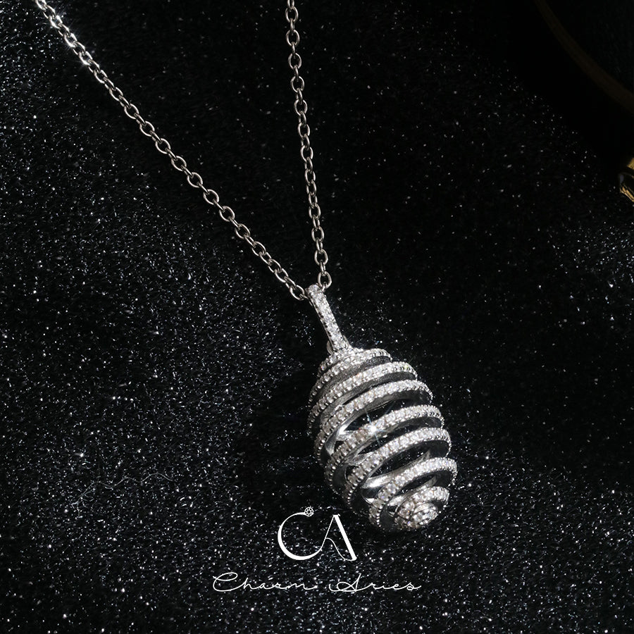 FULL DIAMONDS SPIRAL S925 SILVER NECKLACE