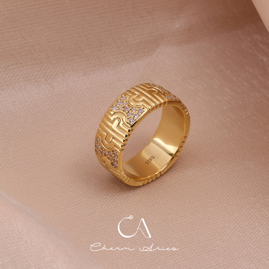 WIDE 18K GOLD PLATED S925 RING