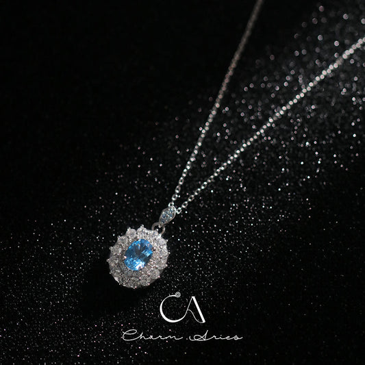 NATURAL SWISS TOPAZ WATER DROPS S925  NECKLACE