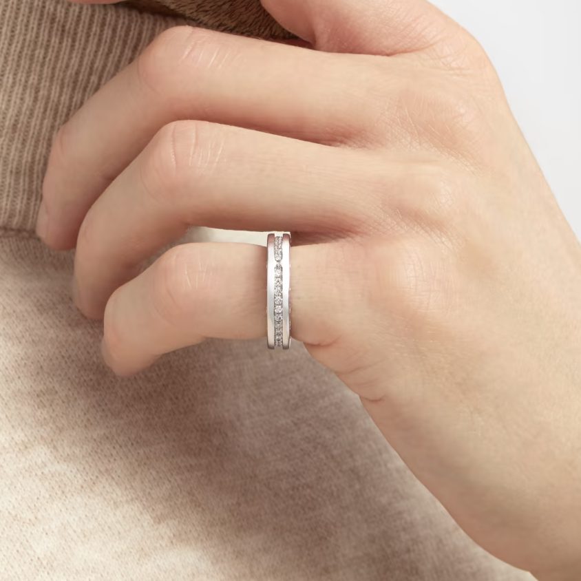 [Topon Jewelry]ZERO 1 ONE-BAND PAVED DIAMONDS ON THE SPIRAL RING