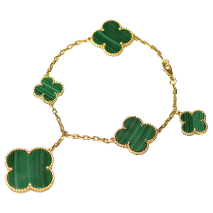 [Topon Jewelry]MAGIC CLOVER MALACHITE GOLD BRACELET 5 MOTIFS