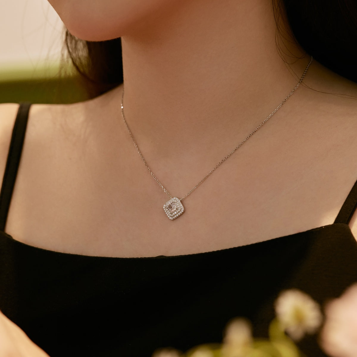 Sparkling Asscher Cut Necklace