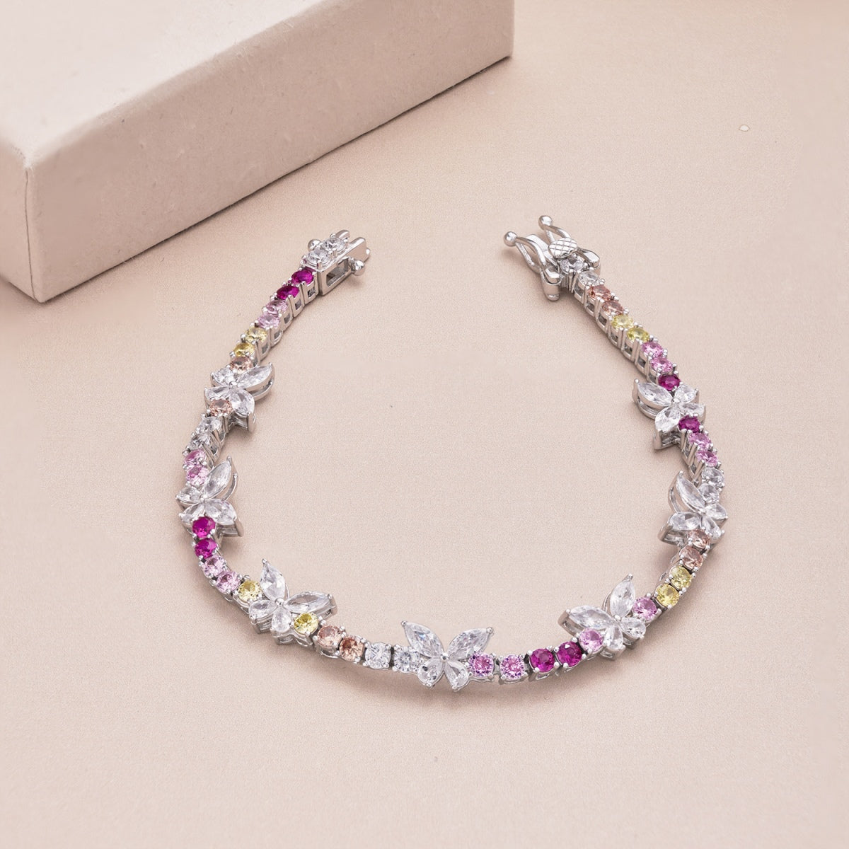 Ornate Colorful Butterfly Shape Round Cut Daily Bracelet