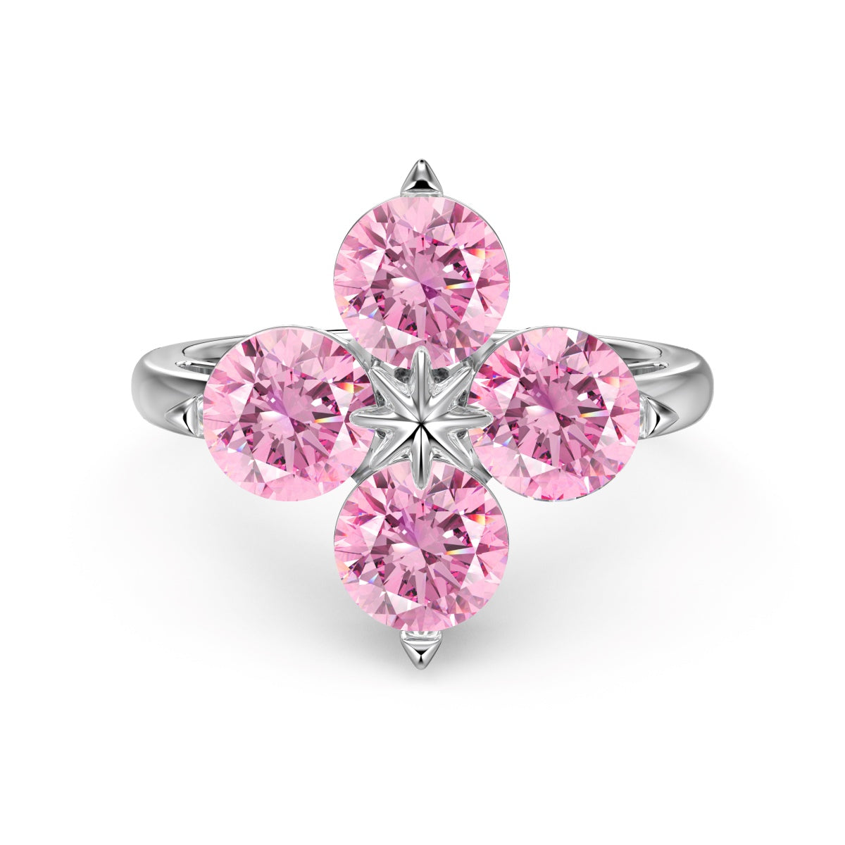 Four-Leaf Clover Eight-Pointed Star Ring