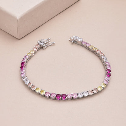 Radiant Colorful Round Cut Tennis Bracelet