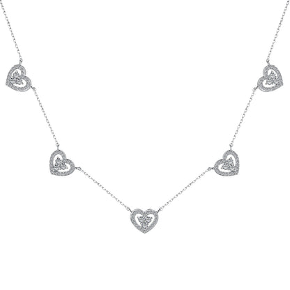 Sparkling Five Heart Necklace