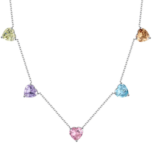 Sparkling Colorful Heart Cut Necklace