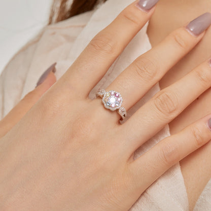 Delicate Colorful Round Cut Flower Shape Wedding Ring