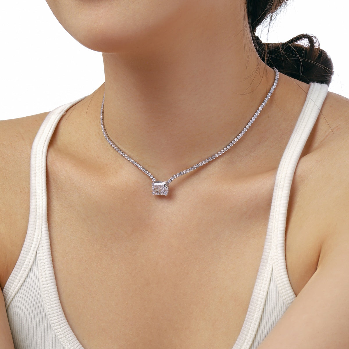 4.0 Carat Elegant Radiant Cut Necklace