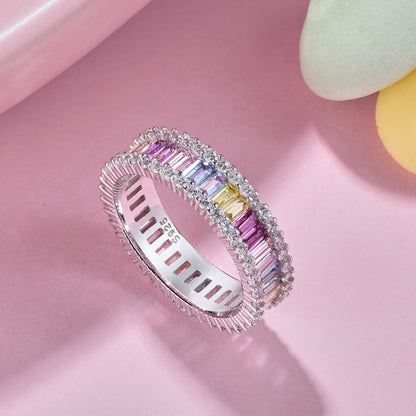 Dainty Kaleidoscopic Emerald Cut Daily Ring