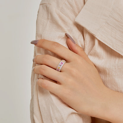 Dainty Colorful Radiant Cut Daily Ring