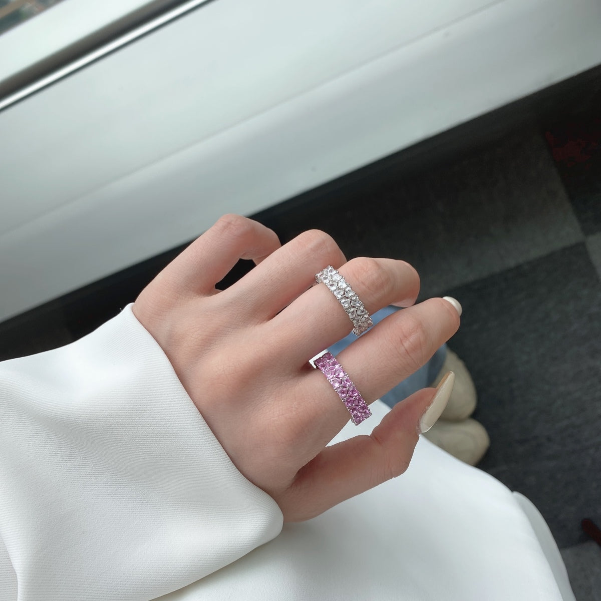 Sparkling Full Heart Ring