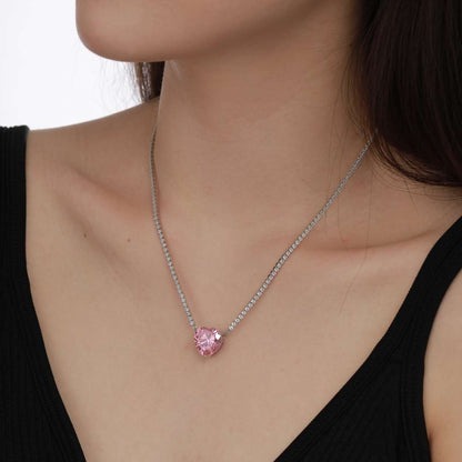 8.0 Carat Versatile Colorful Sweet Heart-Shaped Tennis Necklace