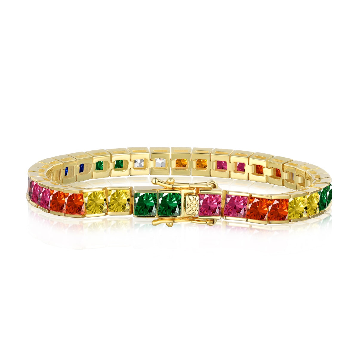 Radiant Colorful Princess Cut Tennis Bracelet