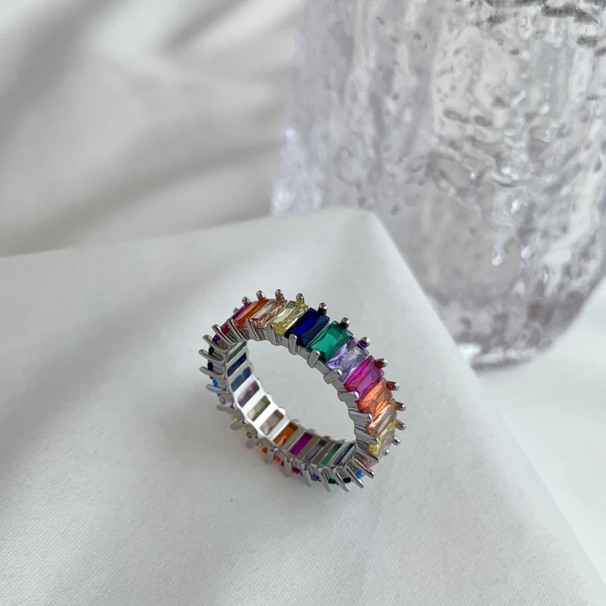 Unique Colorful Radiant Cut RIng