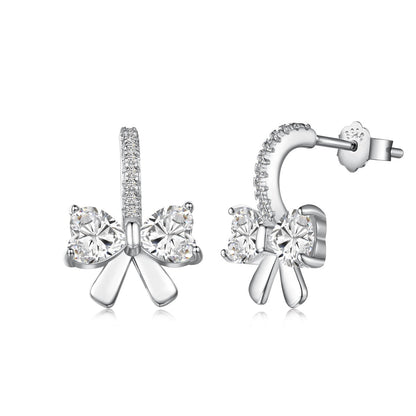 Exquisite Earrings With Heart-Shaped Bow Design