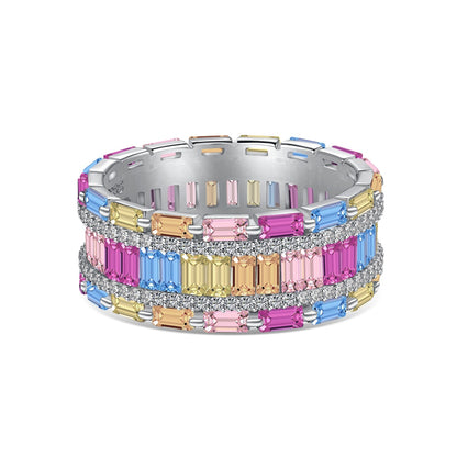 Dazzling Colorful Radiant Cut Party Ring