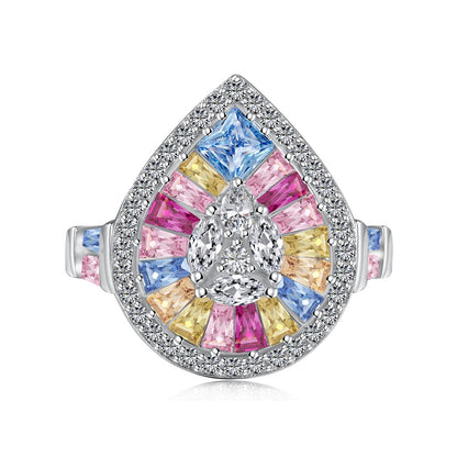 Elegant Colorful Water Drop Shape Banquet Ring