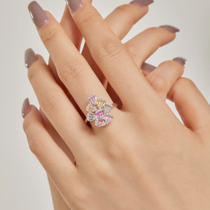 Sparkling Colorful Water Drop Shape Daily Ring