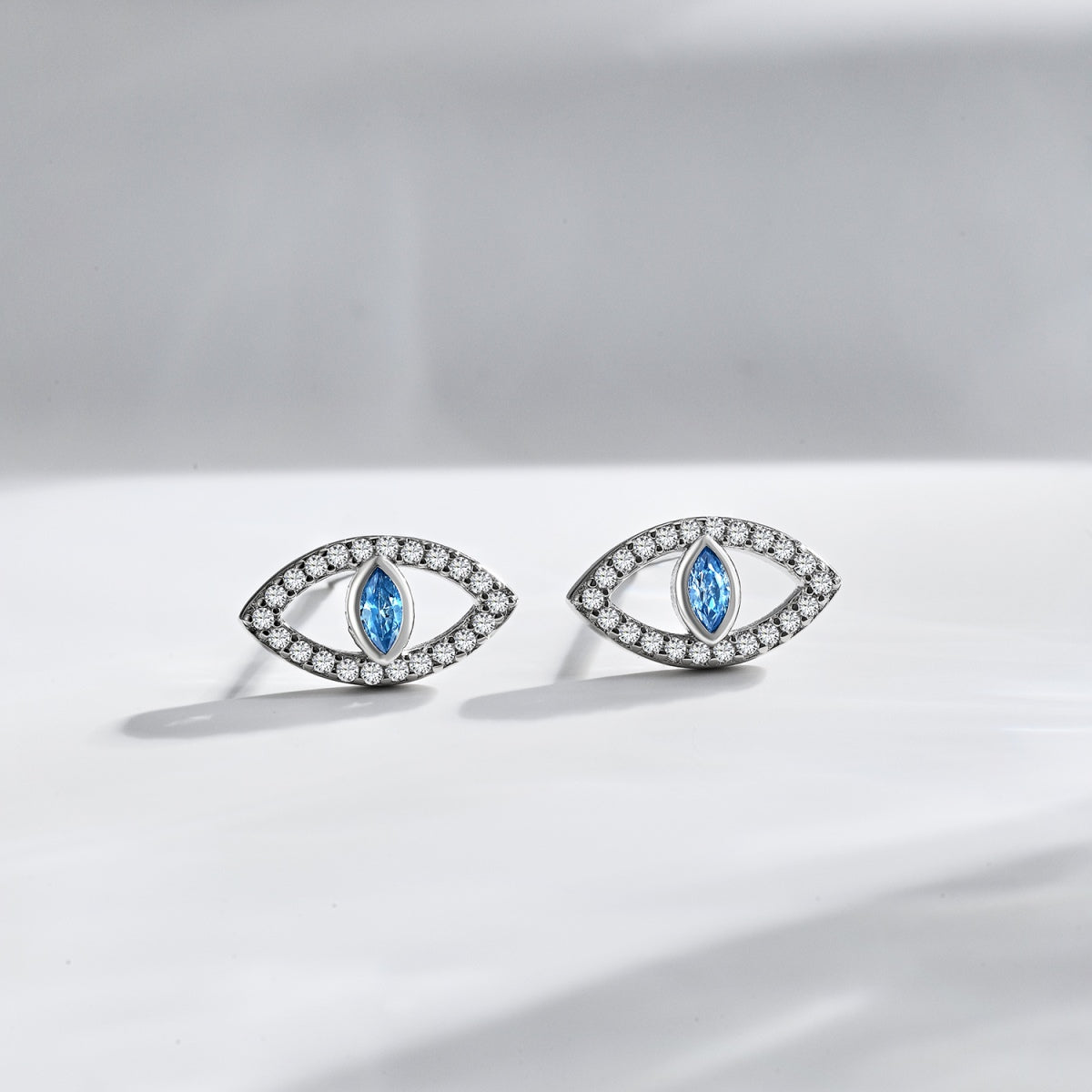 Blue Devil Eyes Hollow Stud Earrings