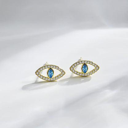 Blue Devil Eyes Hollow Stud Earrings