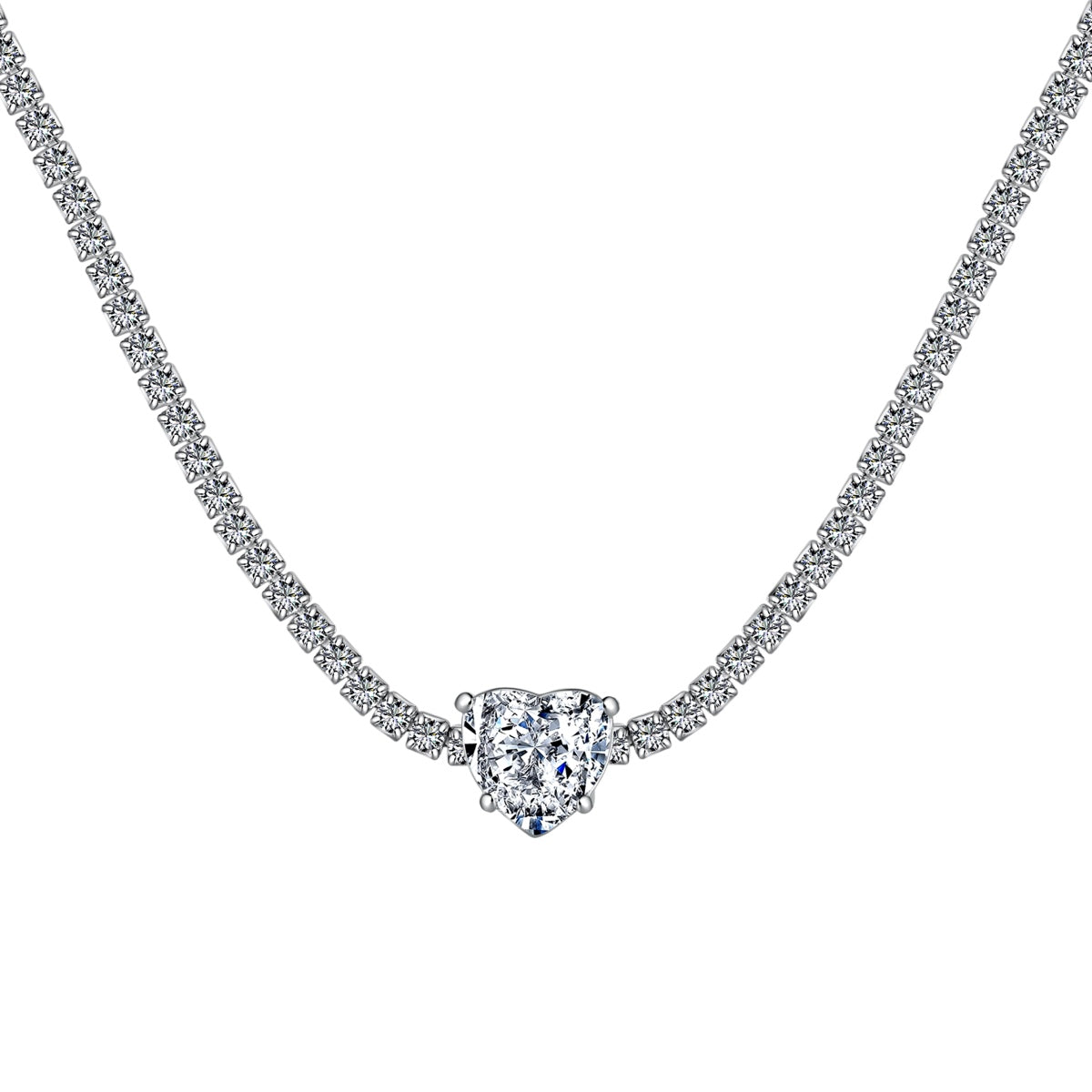 2.0 Carat Sparkling Tennis Heart Cut Necklace