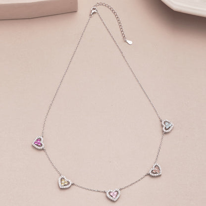 Sparkling Five Heart Necklace