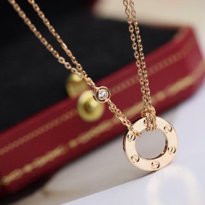 [Topon Jewelry]LOVE NECKLACE ADJUSTABLE ROSE GOLD 2 DIAMOND