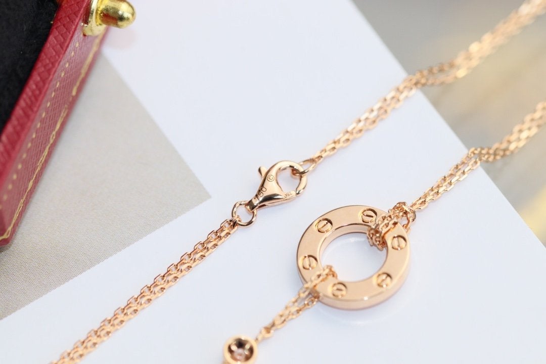 [Topon Jewelry]LOVE NECKLACE ADJUSTABLE ROSE GOLD 2 DIAMOND