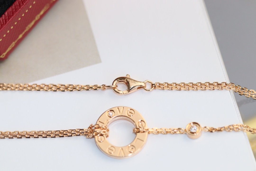 [Topon Jewelry]LOVE NECKLACE ADJUSTABLE ROSE GOLD 2 DIAMOND