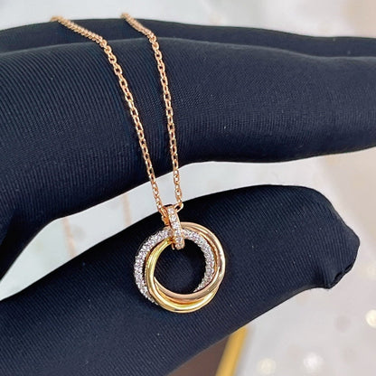 [Topon Jewelry]TRINITY NECKLACE SILVER GOLD PINK GOLD DIAMONDS