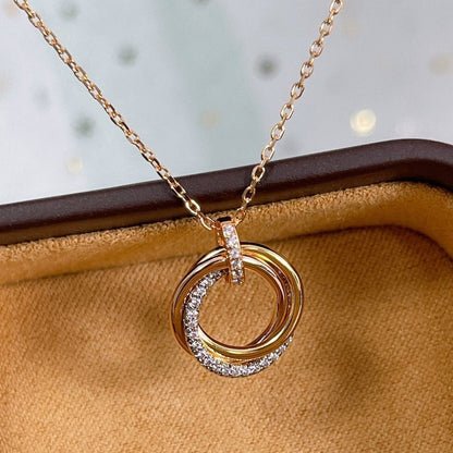 [Topon]TRINITY NECKLACE SILVER GOLD PINK GOLD DIAMONDS