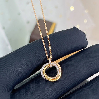 [Topon Jewelry]TRINITY NECKLACE SILVER GOLD PINK GOLD DIAMONDS