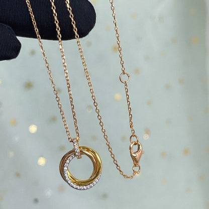 [Topon Jewelry]TRINITY NECKLACE SILVER GOLD PINK GOLD DIAMONDS