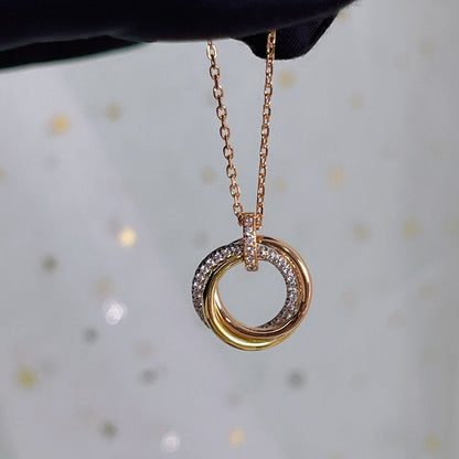 [Topon Jewelry]TRINITY NECKLACE SILVER GOLD PINK GOLD DIAMONDS