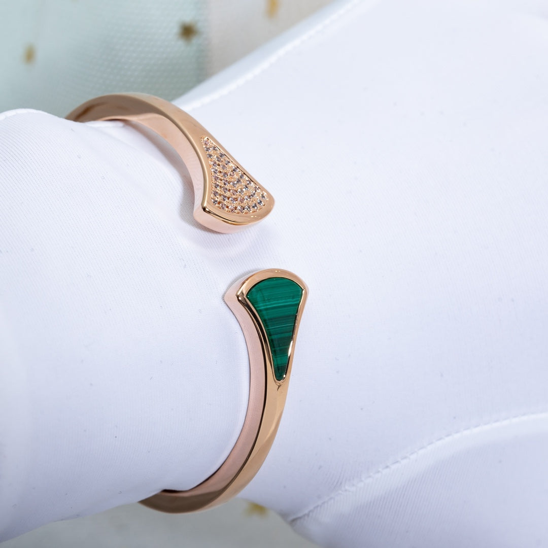 [Topon Jewelry]DREAM BRACELET OPEN MALACHITE PINK GOLD