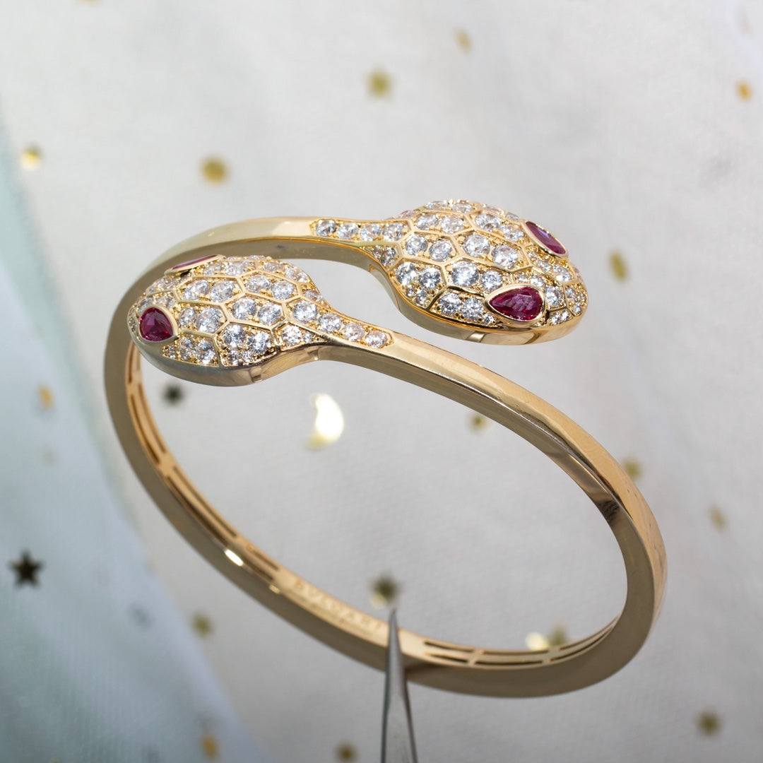 [Topon Jewelry]SERPENTI BRACELET PINK GOLD DIAMOND DOUBLE SNAKE