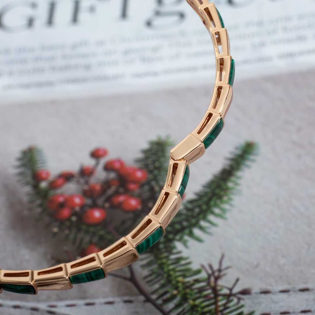 [Topon Jewelry]SERPENTI BRACELET PINK GOLD MALACHITE