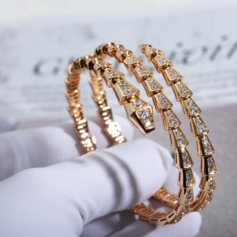 [Topon Jewelry]SERPENTI BRACELET PINK GOLD DIAMOND DOUBLE ROW