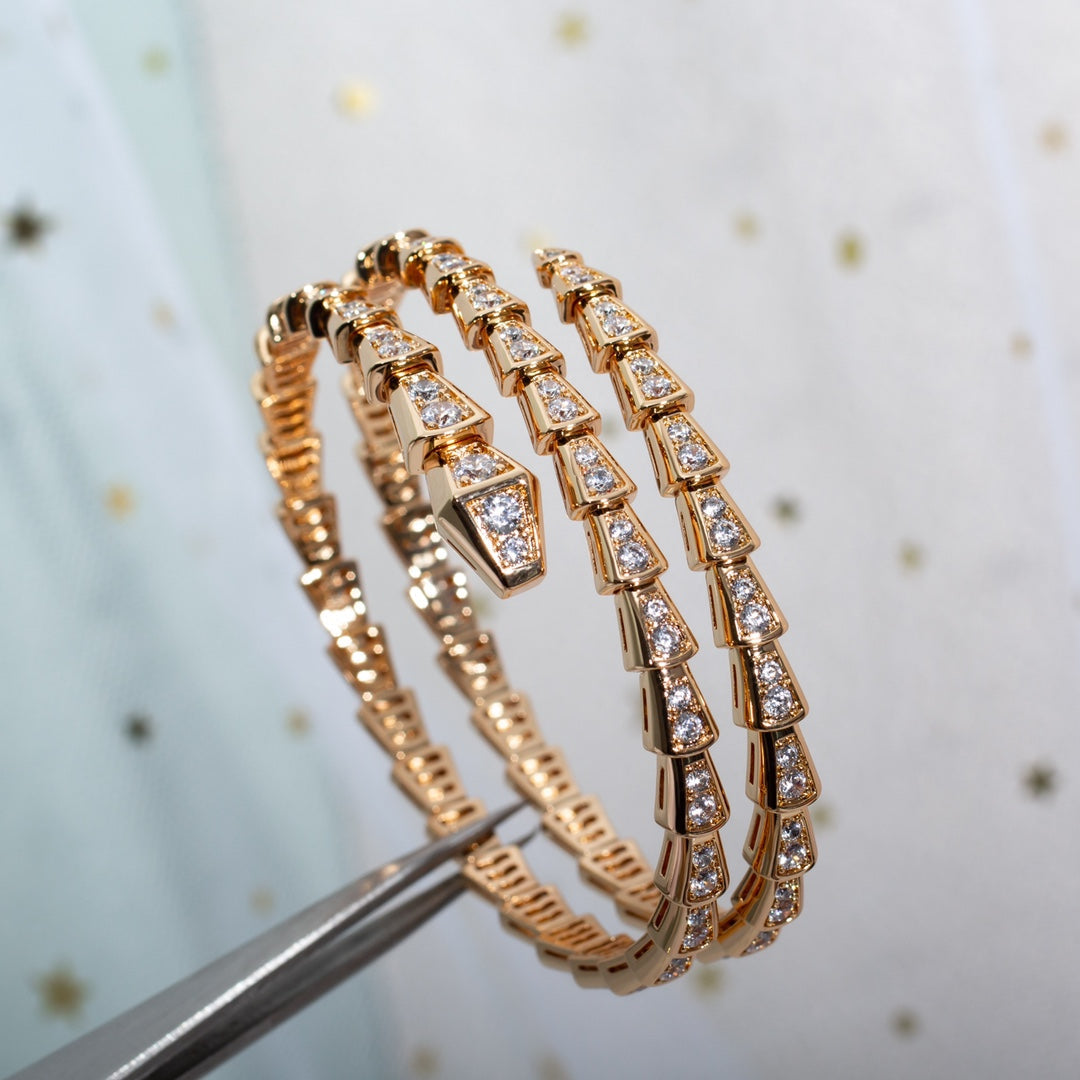 [Topon Jewelry]SERPENTI BRACELET PINK GOLD DIAMOND DOUBLE ROW