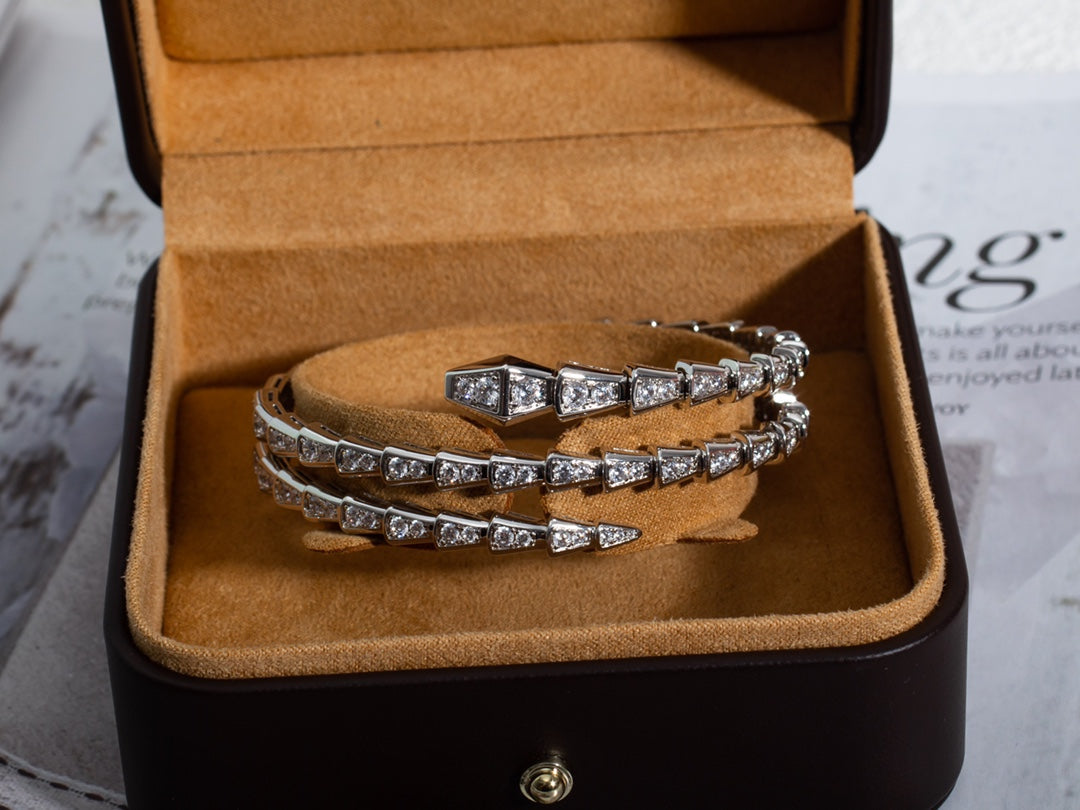 [Topon Jewelry]SERPENTI BRACELET SILVER DIAMOND DOUBLE ROW