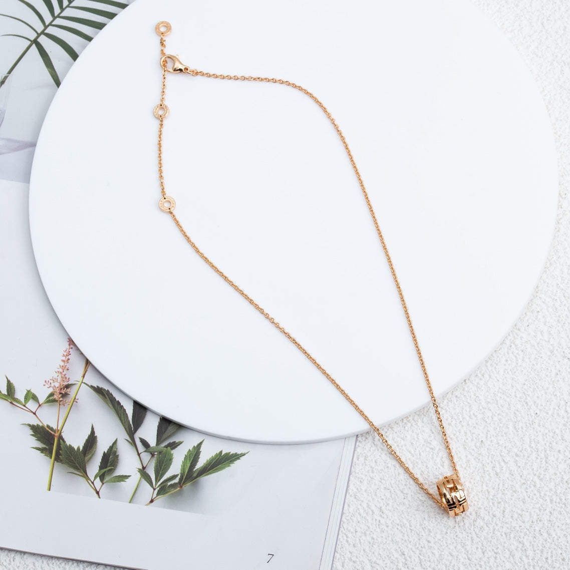 [Topon Jewelry]PARENTESI NECKLACE PINK GOLD