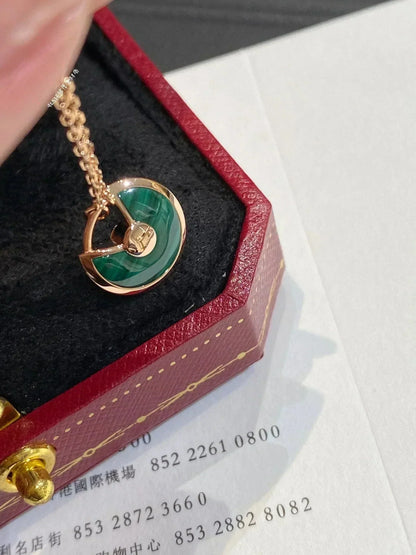 [Topon Jewelry]AMULETTE ROSE GOLD MALACHITE NECKLACE